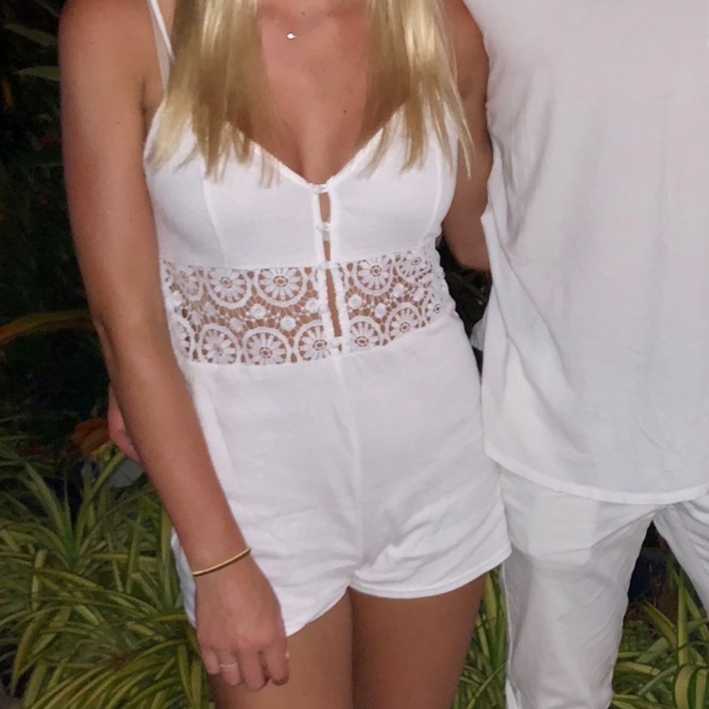 White linen romper - Urban Outfitters